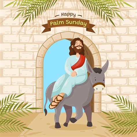 Jesus Christ Ride Donkey at the Gate of Jerusalem 2072449 Vector Art at Vecteezy