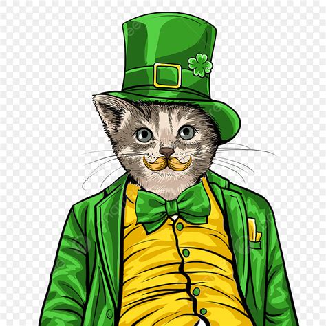 Cat St Patricks Day Green Hat Holiday Celebration St Patricks Day Cat