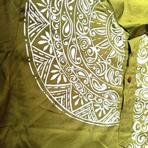 Hand Painted Men S Kurta Alpona Art On Kurta Party Wear Etsy