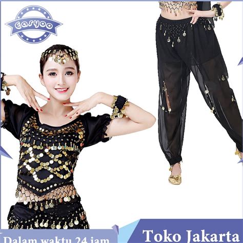 Jual Model Cantik Kostum Set Rok Belly Dance Tari Perut Tamborin Indian Top Rok Belt Sifon