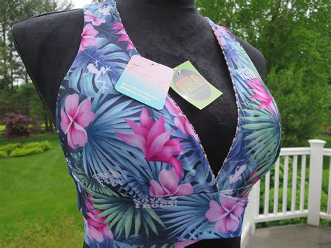 SAVE THE FROGS Bikini Maillot De Bain Fleuri Rose Bleu