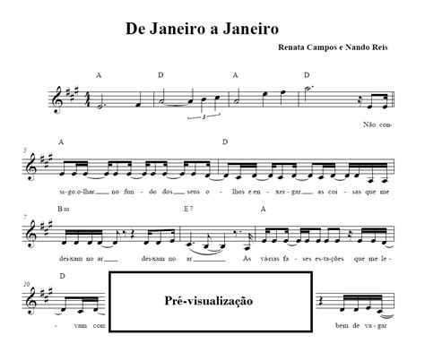 De Janeiro A Janeiro Letras - DE JANEIRO A JANEIRO - Roberta Campos e Nando Reis (PARTITURA)