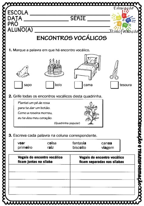 Classifique Os Encontros Vocálicos Em Ditongo Tritongo E Hiato
