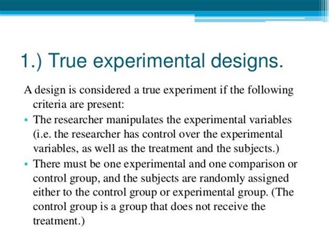 Types of experimental research designs