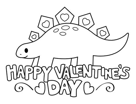 Printable Stegosaurus Valentine's Day Coloring Page