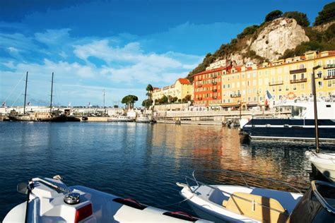 Idyllic Summer Port Of Lympia Harbour In Nice Sailboats And Yachts