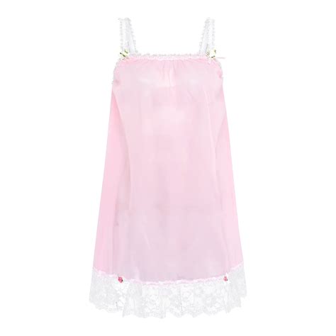 Satini Lingerie Sheer Sissy Babydoll Ruffles Frilly Lace Slip Nightwear At Amazon Womens