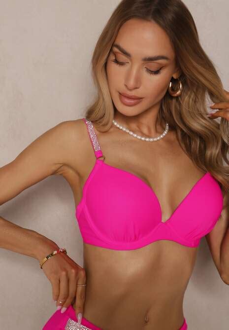 Fuksjowe Bikini Majtki Figi I Biustonosz Z Cyrkoniami Tenumela Renee