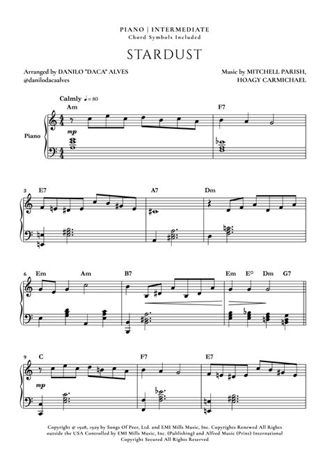 Stardust By Artie Shaw Piano Solo Digital Sheet Music Sheet Music