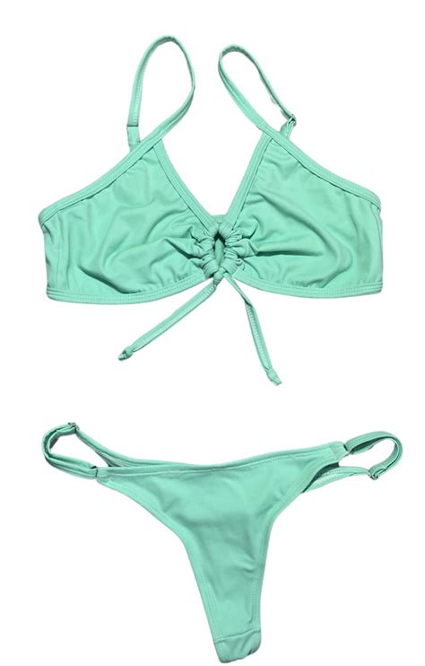 Malla Bikini Verde Liso Playa Verano Piezas Envio Gratis Barril
