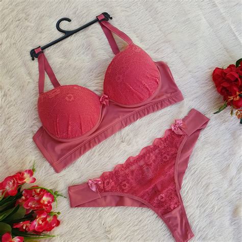 Kit 3 Conjuntos Plus Size Lingerie Fio Duplo Poliamida Renda Bojo Shopee Brasil