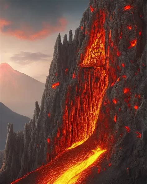 Terrifying Fortress Volcano Fantasy AI Photo Generator Starryai