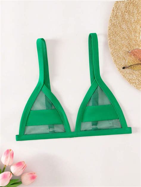 Shein Swim Top De Traje De Ba O Transparente De Malla Top De Bikini Triangular Micro Para