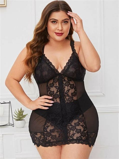 Plus Size Lingerie For Women Sexy Eyelash Lace Bodysuit Naughty Mesh O Artofit