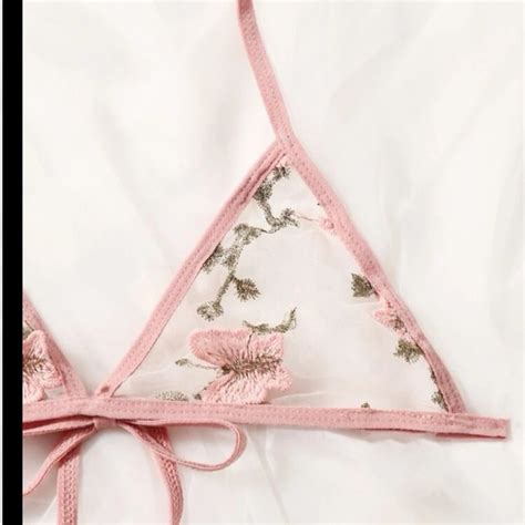 Unb Intimates Sleepwear Butterfly Embroidered Mesh Lingerie Set