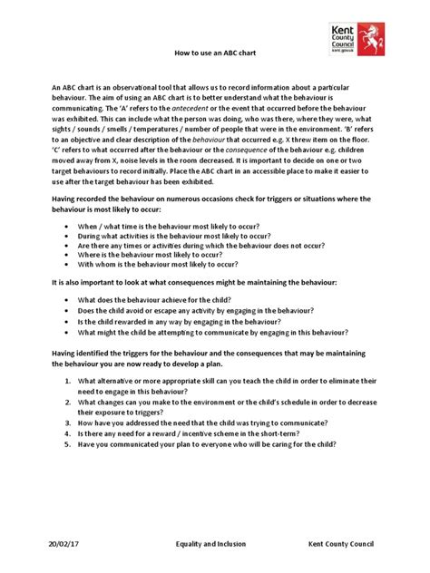 ABC Chart With Guidance | PDF | Behavior | Cognitive Science