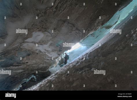 Mountaineer Entrance To Glacier Cave Stock Photo Alamy