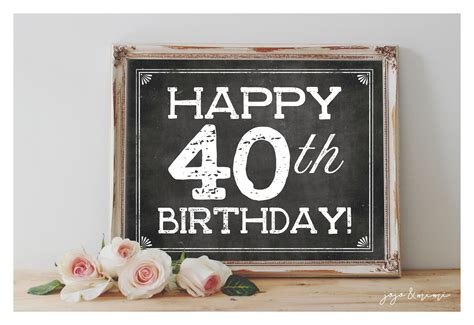 Instant Happy 40th Birthday Printable 8x10 11x14 Etsy 40th