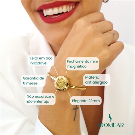 Bracelete Difusor Girassol A O Inoxid Vel E Antial Rgico Dourado