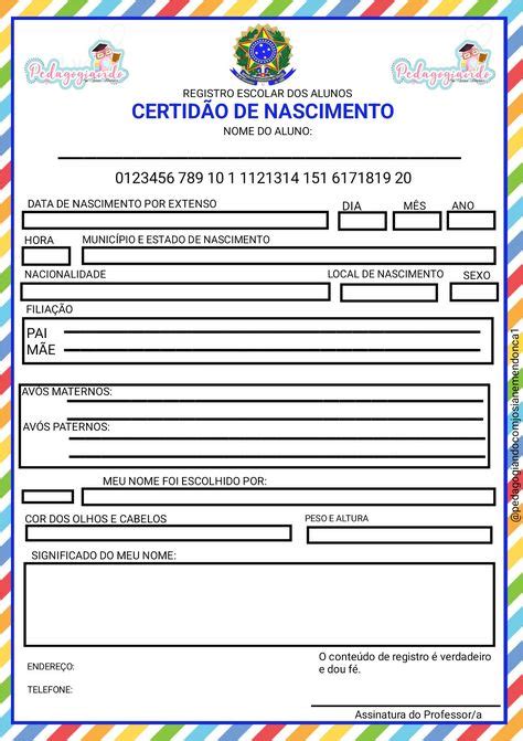 Atividade Certidão De Nascimento - Atividade Certidão De Nascimento