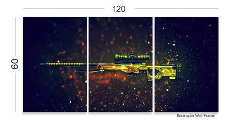 Quadro Decorativo Csgo Awp Dragon Lore Tela Em Tecido X