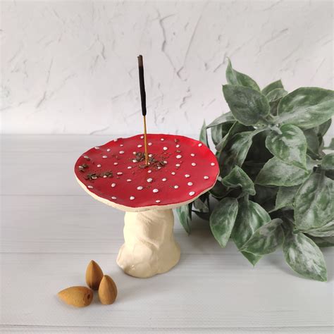 Amanita Mushroom Stick Incense Holder Garden Witch Decor Etsy Clay