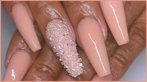 Watch Me Work Nude Crystal Pixie Acrylic Full Set YouTube