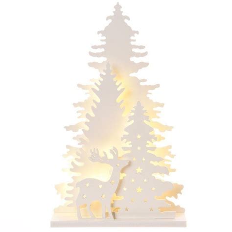 Albero Di Natale In Legno Bianco Con Led