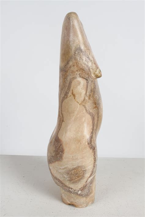Hand Carved Artisan Modernist Female Nude Torso Sculpture In Lebanon Marble For Sale At 1stDibs