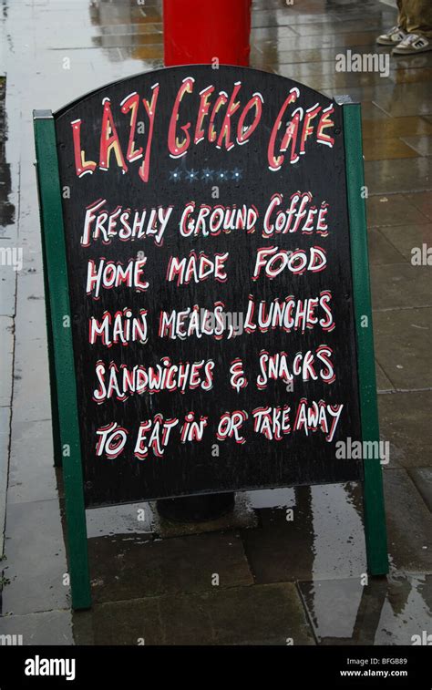 Colorful Sign In Glastonbury Town Centre Somerset England Stock Photo