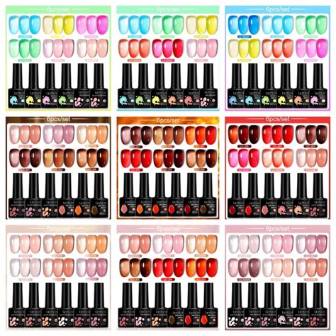 LILYCUTE 6PCs SET 7ML Jelly Sea Glass Nail Gel Polish Spring Translucent Pink Nude Semi