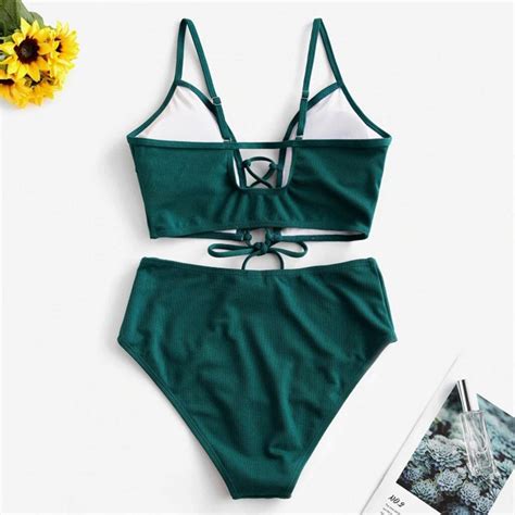 Women S Sexy Bikini Set Two Piece Lace Up Floral L Vicedeal