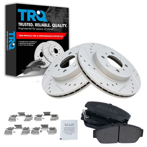 Trq Performance Drilled Slotted Rotor Posi Metallic Brake Pad Front