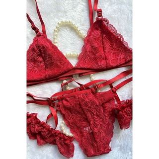 Conjunto Lingerie Renda Sensual Gladiadora Sexy Gringa Blogueirinha Shopee Brasil