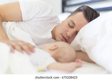 Happy Dad Hugs His Naked Sleeping Stock Photo Shutterstock