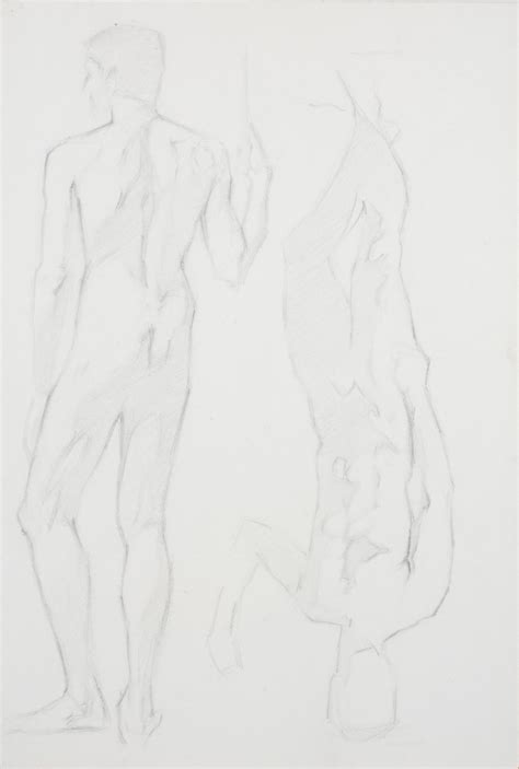 Unknown American Realist Charcoal Drawing Bust Nude Woman Sculpture Framed Black And White At