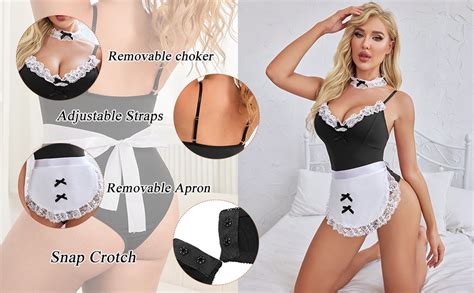 Avidlove Women Maid Lingerie Set Sexy Halloween Cosplay Costume Teddy And Apron With Choker
