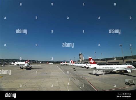 Swiss Air Airplanes In Zurich Airport Switzerland Stock Photo Alamy
