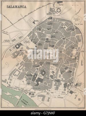 SALAMANCA Mapa de ciudad Vintage plan España 1930 Fotografía de