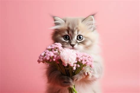 Gato Segurando Flor