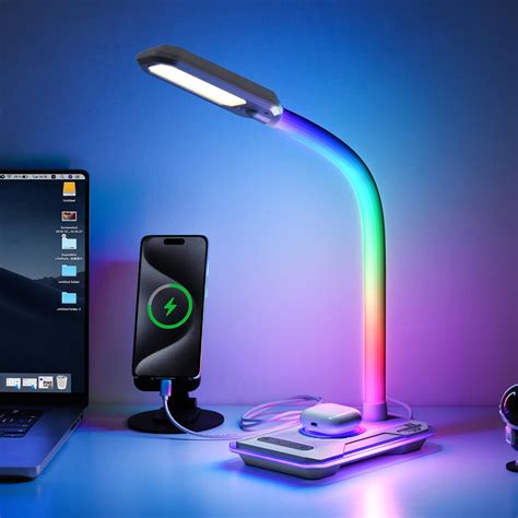 WILIT LED Desk Lamp with Wireless Charger, Interactive RGB Color
