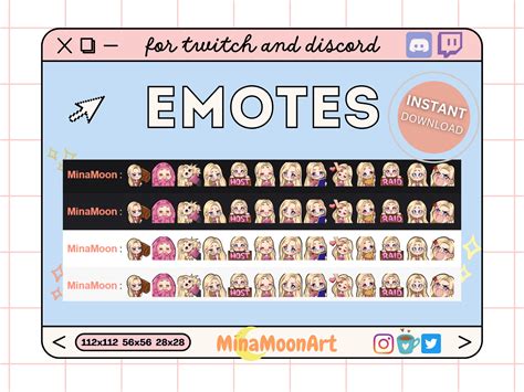 Blonde Hair Girl Emotes Set 1 Blonde Hair Twitch Emotes Pack Twitch Emotes Blonde Hair Chibi