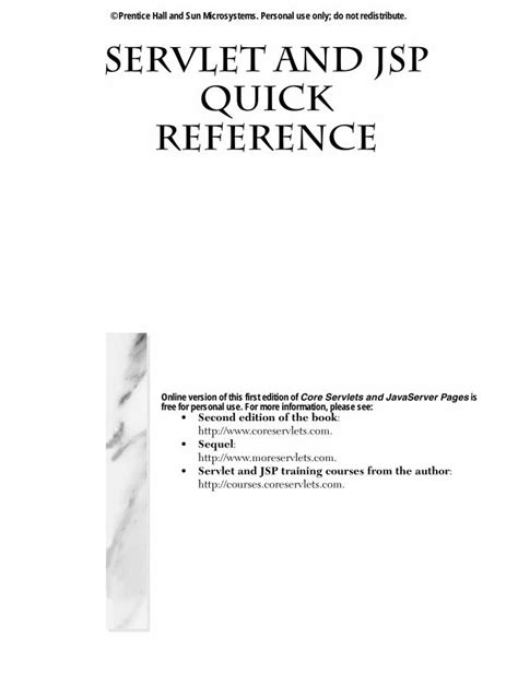 Pdf Servlet And Jsp Quick Reference Free Online Version Of Pdf