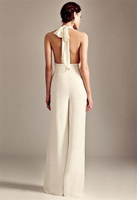 jumpsuit hochzeit rückenfrei elegant schleife nacken binden