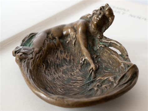 Art Nouveau Oxidized Bronze Tray Antique Naked Women And Etsy