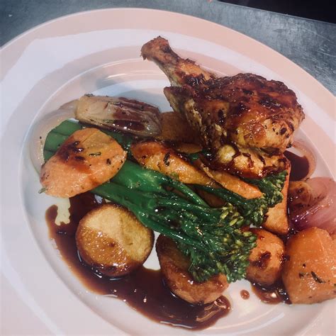 [pro Chef] Pan Seared French Cut Chicken Supreme With Beer Glaze Roast Potatoes Rosemary