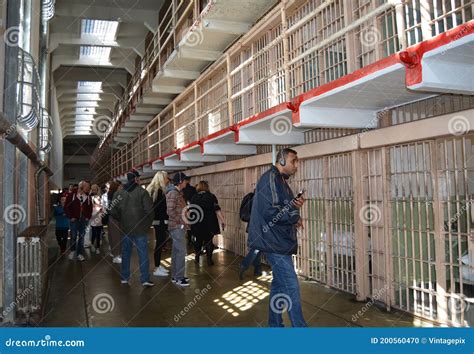 Tourists Viewing the Cells Inside Alcatraz Prison Editorial Image ...