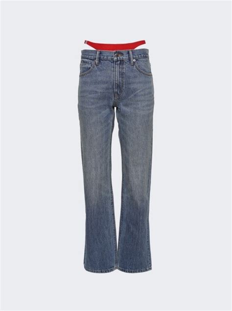 Alexander Wang Low Rise Slouchy Jean With Diamonte Charm Red Bikini Vintage Medium Indigo