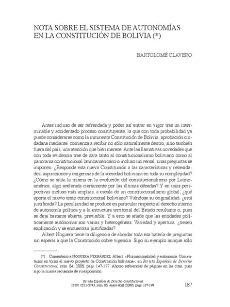 Bartolomé Clavero Salvador Redc85 Pdf Bolivia Constitución