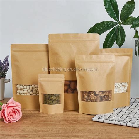 Custom Printed Kraft Paper Stand Up Zipper Bag Resealable Packaging